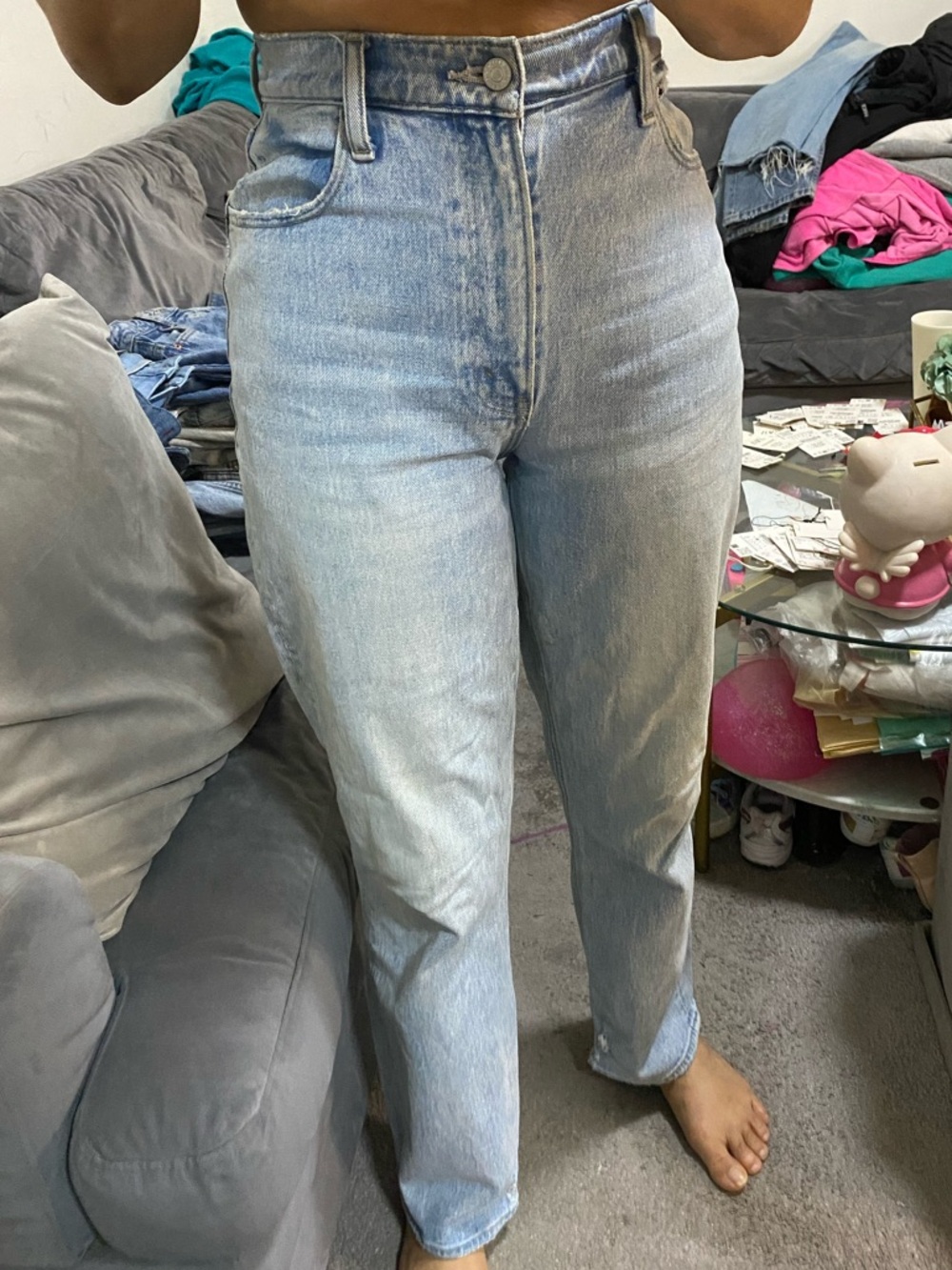 Abercrombie & Fitch High-Rise Light Blue Straight-Leg Jeans